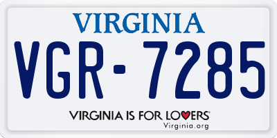 VA license plate VGR7285