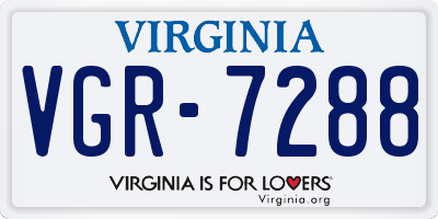 VA license plate VGR7288