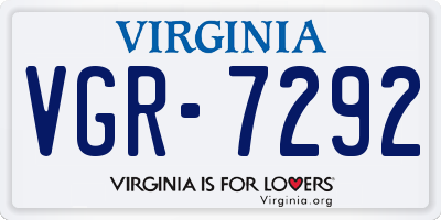 VA license plate VGR7292