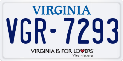 VA license plate VGR7293