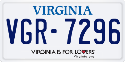 VA license plate VGR7296