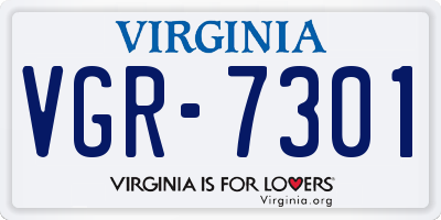 VA license plate VGR7301