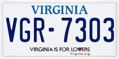 VA license plate VGR7303