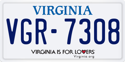 VA license plate VGR7308