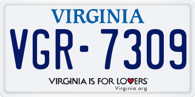 VA license plate VGR7309