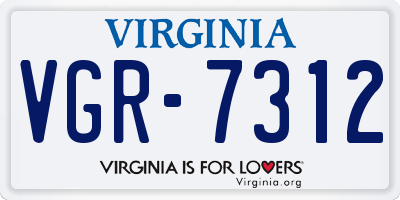 VA license plate VGR7312