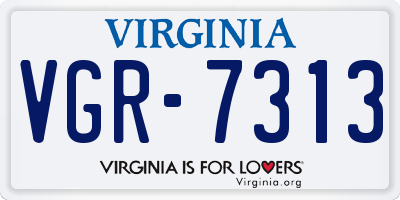 VA license plate VGR7313