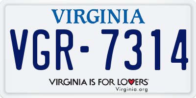 VA license plate VGR7314