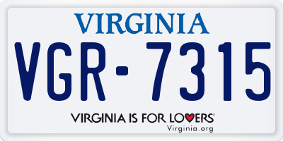 VA license plate VGR7315