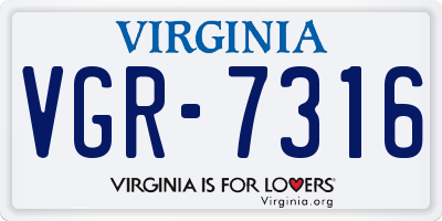 VA license plate VGR7316