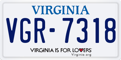 VA license plate VGR7318