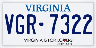 VA license plate VGR7322