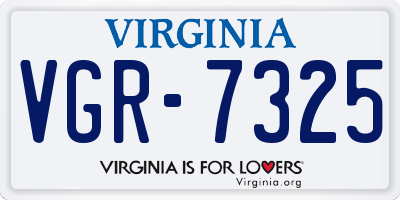 VA license plate VGR7325