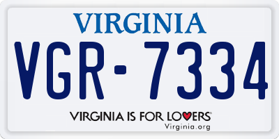 VA license plate VGR7334