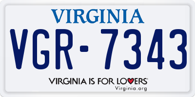 VA license plate VGR7343