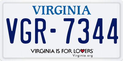 VA license plate VGR7344