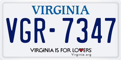 VA license plate VGR7347