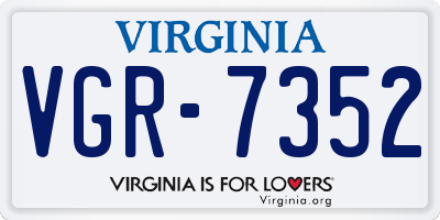 VA license plate VGR7352