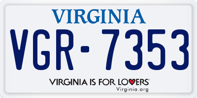 VA license plate VGR7353