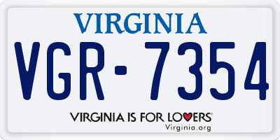 VA license plate VGR7354