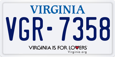 VA license plate VGR7358