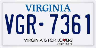 VA license plate VGR7361