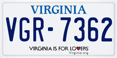 VA license plate VGR7362