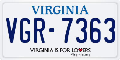 VA license plate VGR7363