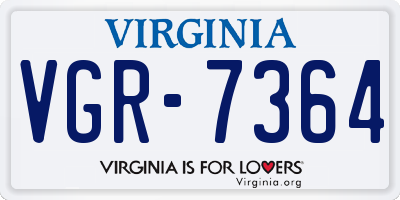 VA license plate VGR7364