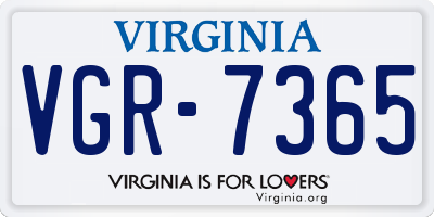 VA license plate VGR7365