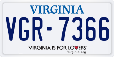 VA license plate VGR7366