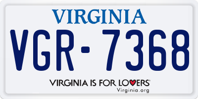 VA license plate VGR7368