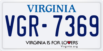 VA license plate VGR7369