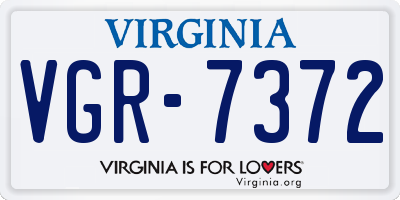 VA license plate VGR7372
