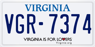 VA license plate VGR7374