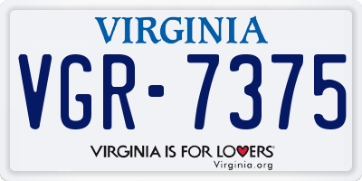 VA license plate VGR7375