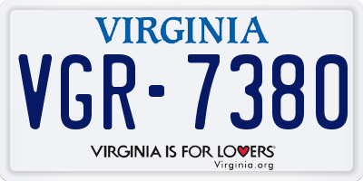 VA license plate VGR7380