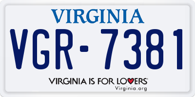 VA license plate VGR7381