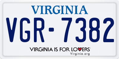 VA license plate VGR7382
