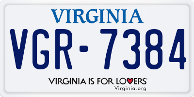 VA license plate VGR7384