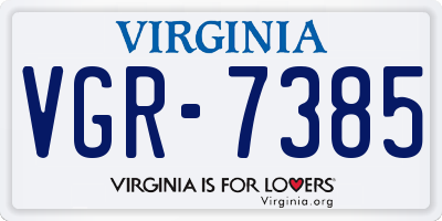 VA license plate VGR7385