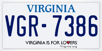 VA license plate VGR7386