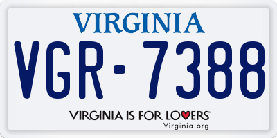 VA license plate VGR7388