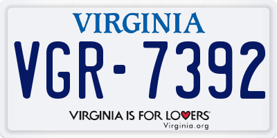 VA license plate VGR7392