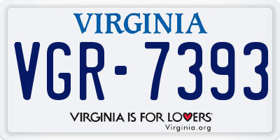 VA license plate VGR7393