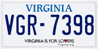 VA license plate VGR7398