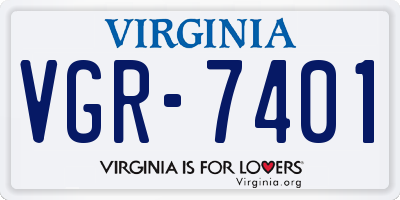 VA license plate VGR7401