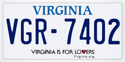 VA license plate VGR7402