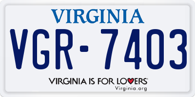 VA license plate VGR7403