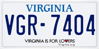 VA license plate VGR7404